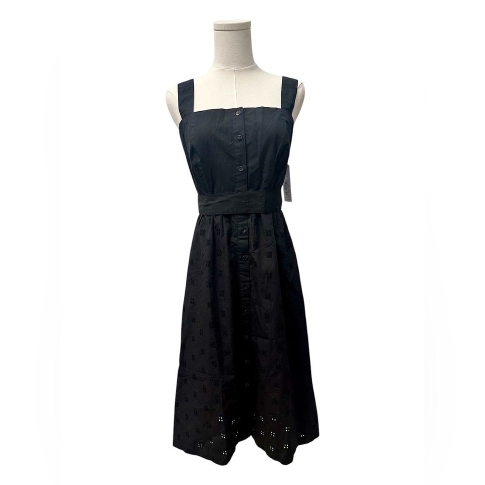 AMOUR VERT Irene Organic Cotton Eyelet Midi Dress Black Women Size XS NWT - Picture 8 of 16